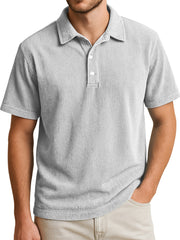 Men's Simple Daily Solid Color Vertical Pit Short-sleeved Lapel Polo Shirt