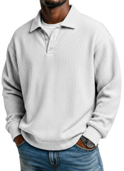 Men's Simple Casual Vertical Pit Lapel Long-sleeved Polo Shirt