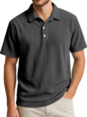 Men's Simple Daily Solid Color Vertical Pit Short-sleeved Lapel Polo Shirt