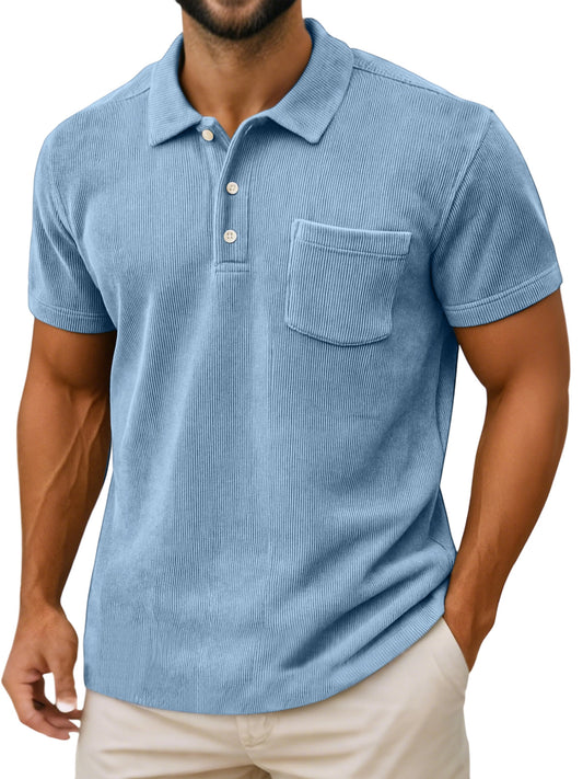 Men's Casual Daily Vertical Simple Short-sleeved Polo Shirt