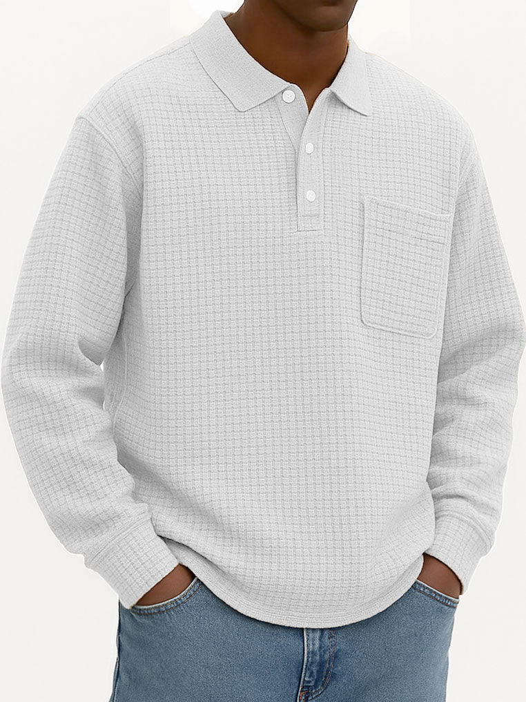 Men's Fashionable Casual Corn-patterned Corduroy Lapel Pocket Polo Shirt 