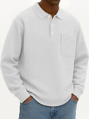 Men's Fashionable Casual Corn-patterned Corduroy Lapel Pocket Polo Shirt 