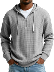 Men's Wear Fashionable Casual Waffle Fabric Semi-zipper Hooded Hooded Hoodie 