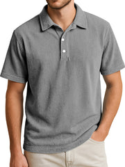 Men's Simple Daily Solid Color Vertical Pit Short-sleeved Lapel Polo Shirt