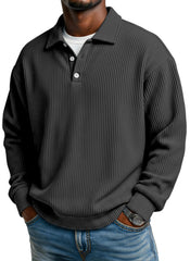 Men's Simple Casual Vertical Pit Lapel Long-sleeved Polo Shirt