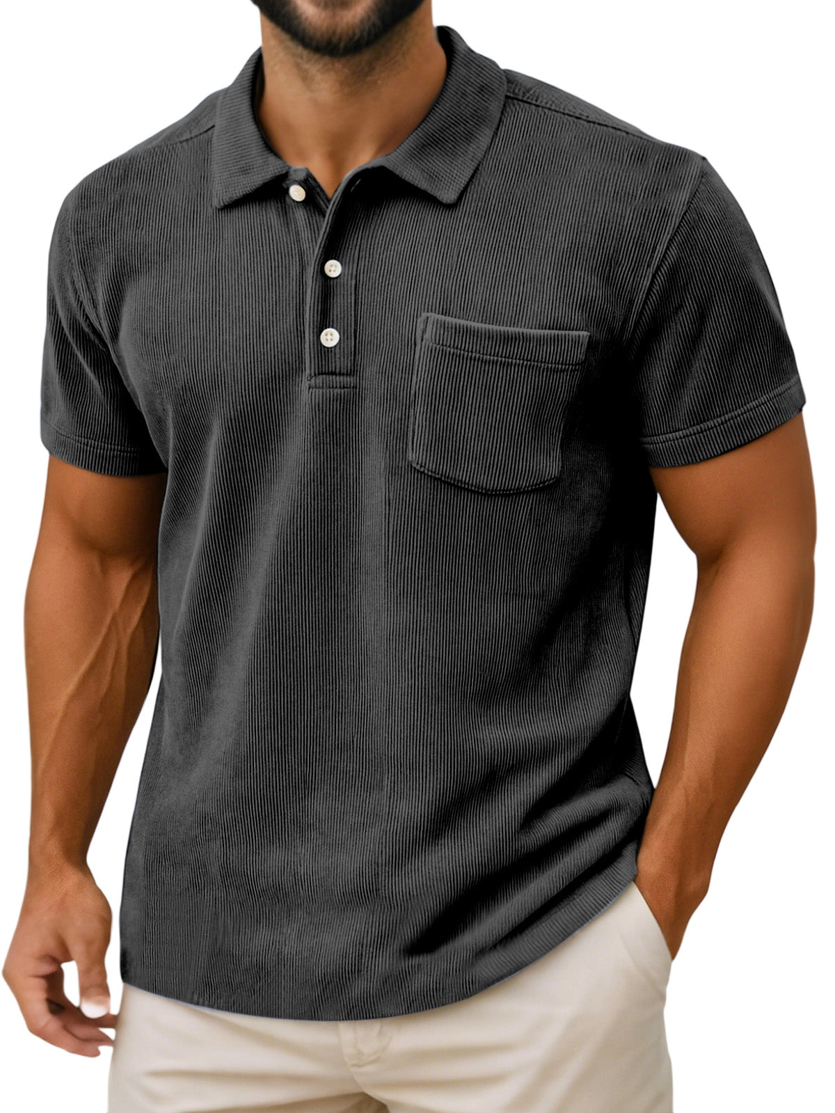 Men's Casual Daily Vertical Simple Short-sleeved Polo Shirt