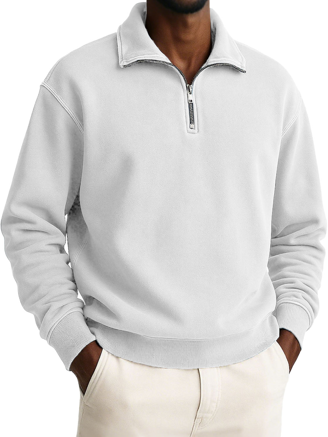 Men's Stylish Casual Retro Half-zip Stand-up Collar Loose-fitting Multicolor Long-sleeved Stand-up Collar Sweatshirt