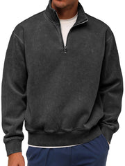 Men's Retro Fashion Stand Collar Zipper Casual Loose Sweatshirt