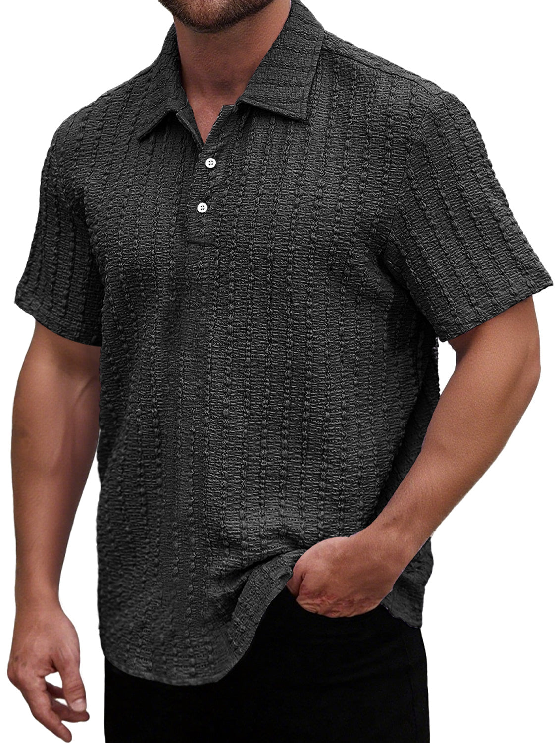 Men's Daily Lapel Casual Texture Comfortable Short-sleeved Polo Shirt