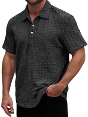 Men's Daily Lapel Casual Texture Comfortable Short-sleeved Polo Shirt