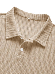Men's Fashionable Retro Waffle Fabric Short Sleeve Polo Shirt