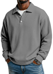 Men's Simple Casual Vertical Pit Lapel Long-sleeved Polo Shirt
