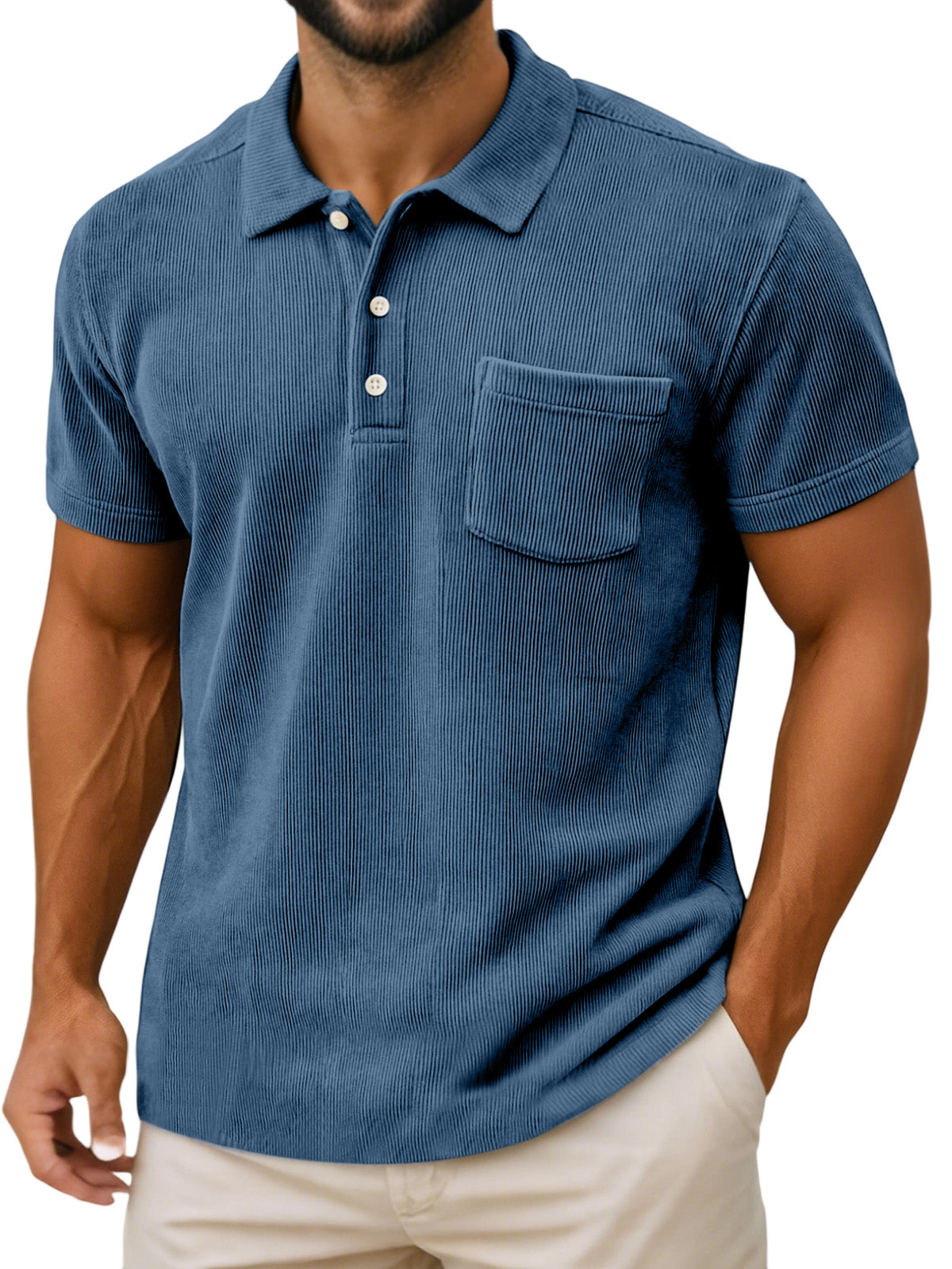 Men's Casual Daily Vertical Simple Short-sleeved Polo Shirt