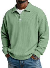 Men's Simple Casual Vertical Pit Lapel Long-sleeved Polo Shirt