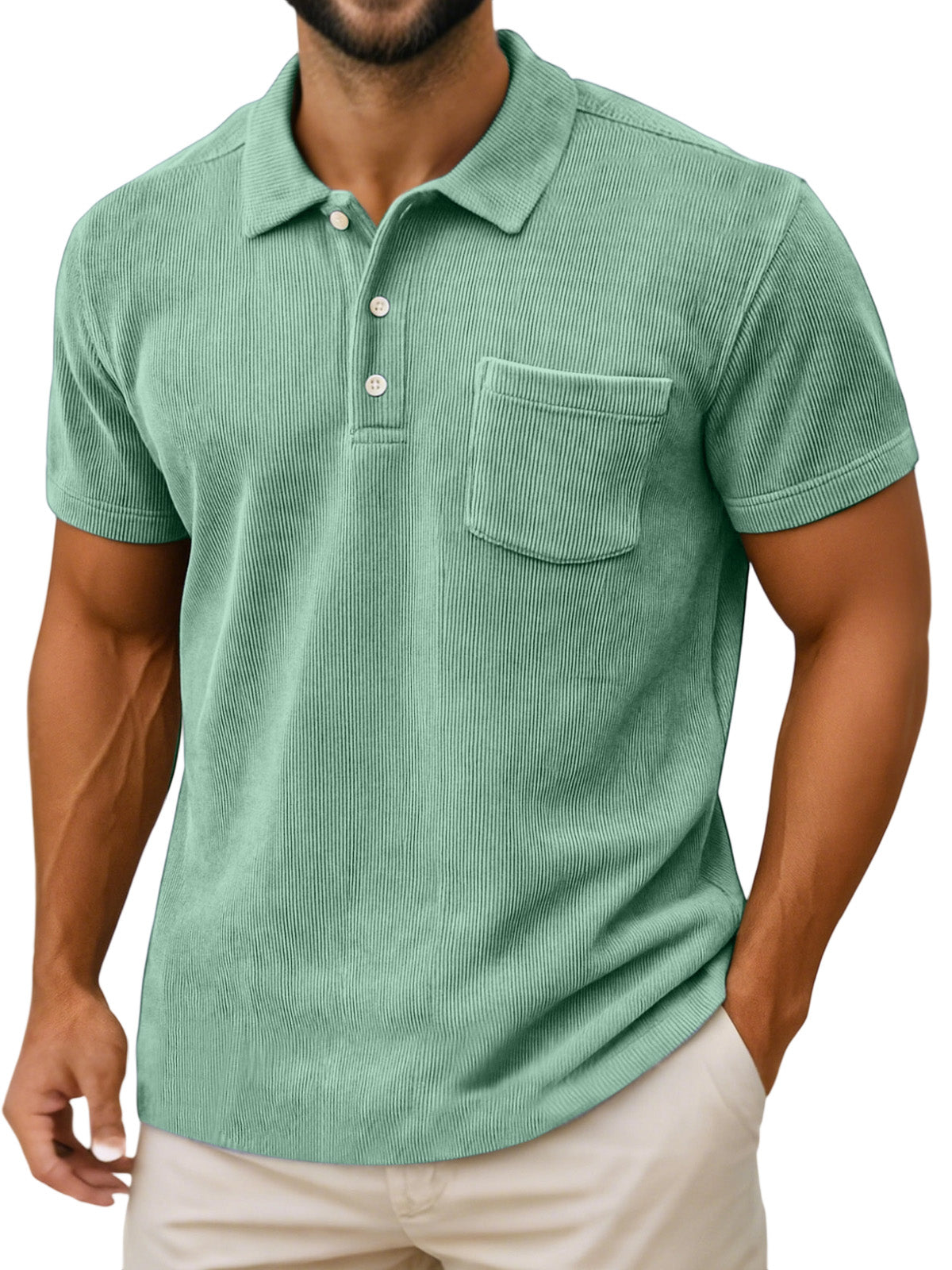 Men's Casual Daily Vertical Simple Short-sleeved Polo Shirt