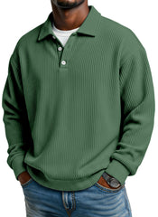 Men's Simple Casual Vertical Pit Lapel Long-sleeved Polo Shirt