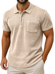 Men's Casual Daily Vertical Simple Short-sleeved Polo Shirt