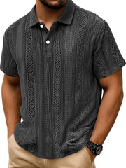 Men's Daily Simple Texture Lapel Button Comfortable Short-sleeved Polo Shirt