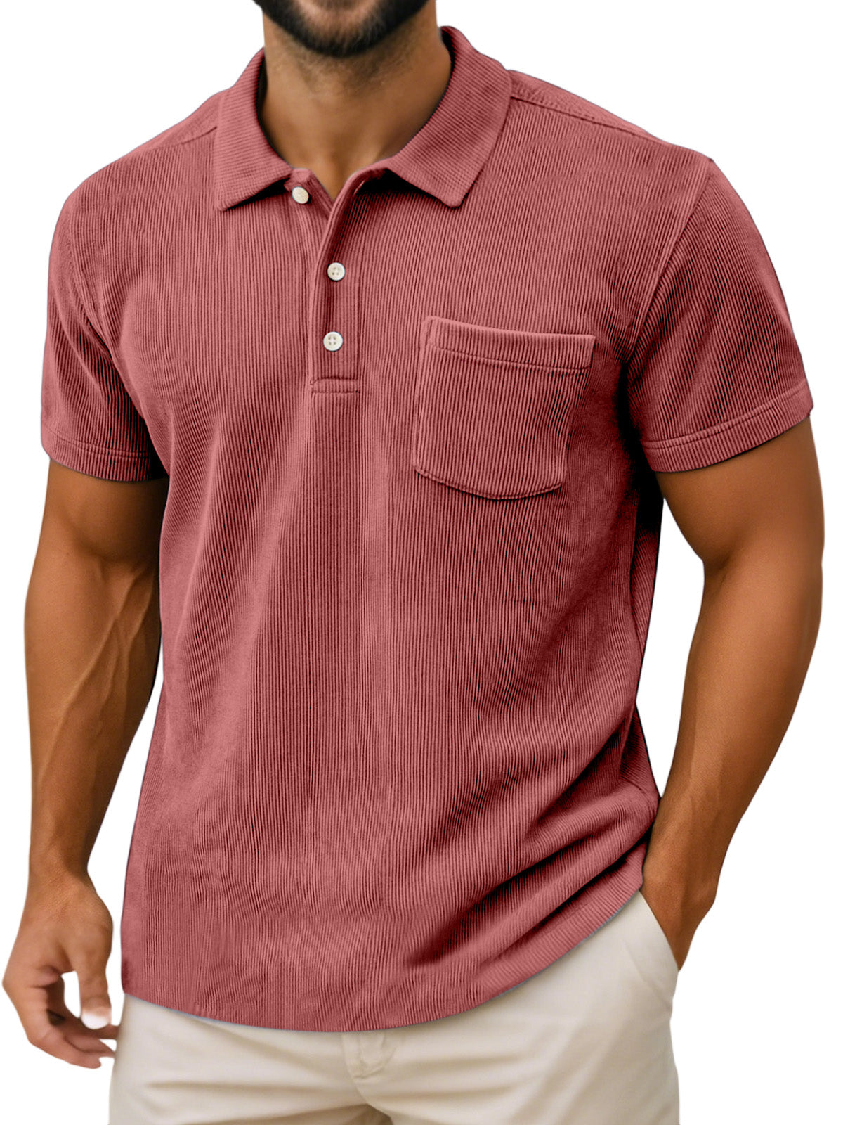 Men's Casual Daily Vertical Simple Short-sleeved Polo Shirt