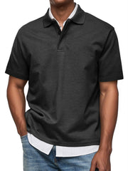Men's Daily Casual Lapel Button Down Comfortable Short Sleeve Polo Shirt