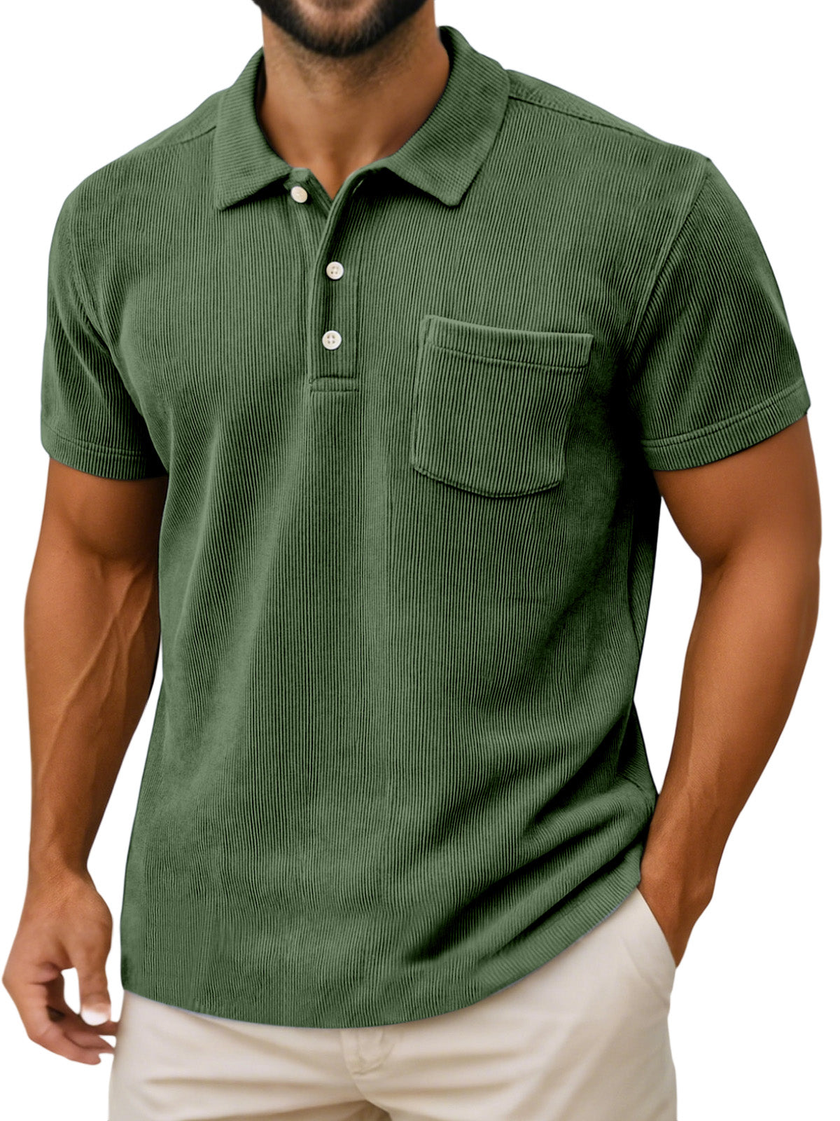 Men's Casual Daily Vertical Simple Short-sleeved Polo Shirt