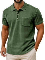 Men's Casual Daily Vertical Simple Short-sleeved Polo Shirt