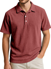 Men's Simple Daily Solid Color Vertical Pit Short-sleeved Lapel Polo Shirt