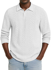 Men's Stylish Casual Jacquard Long-sleeved Lapel Polo Shirt 