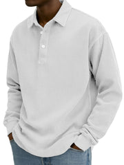 Men's Stylish Retro Corduroy Lapel Long-sleeved Polo Shirt