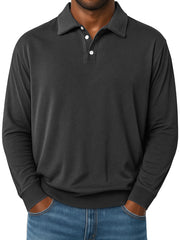 Men's Daily Lapel Button-down Comfortable Loose Casual Long-sleeved Polo Shirt