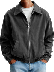 Men's Corduroy Lapel Casual Zipper Jacket
