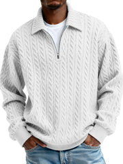 Men's Clothing Fashionable Casual Twist Texture Fabric Lapel Zipper Long-sleeved Hoodie 