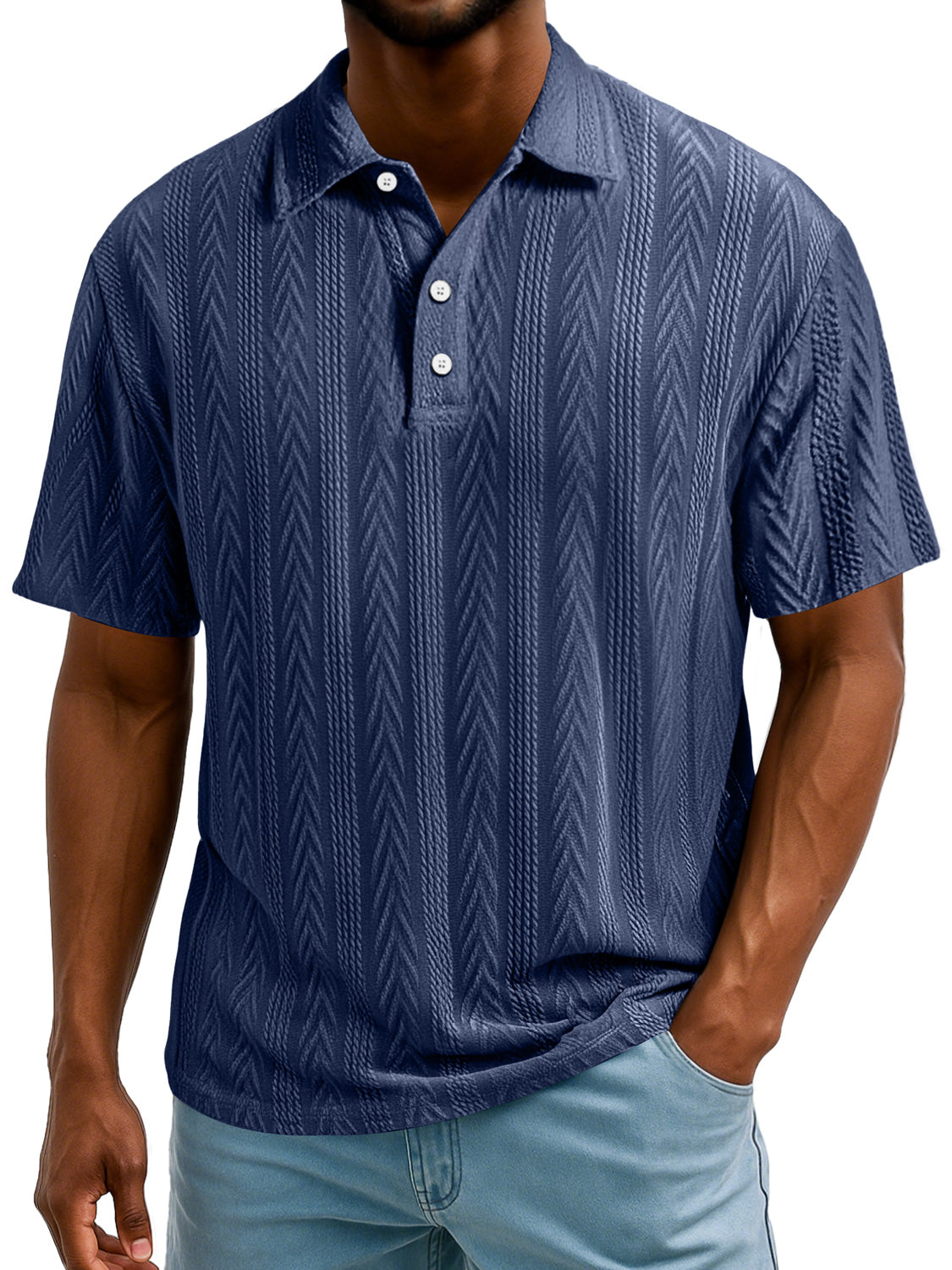 Men's Daily Simple Texture Lapel Button Casual Short-sleeved Polo Shirt