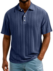 Men's Daily Simple Texture Lapel Button Casual Short-sleeved Polo Shirt