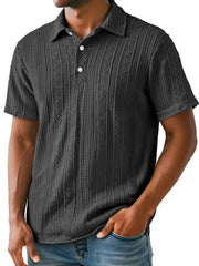 Men's Daily Lapel Jacquard Texture Casual Short-sleeved Polo Shirt