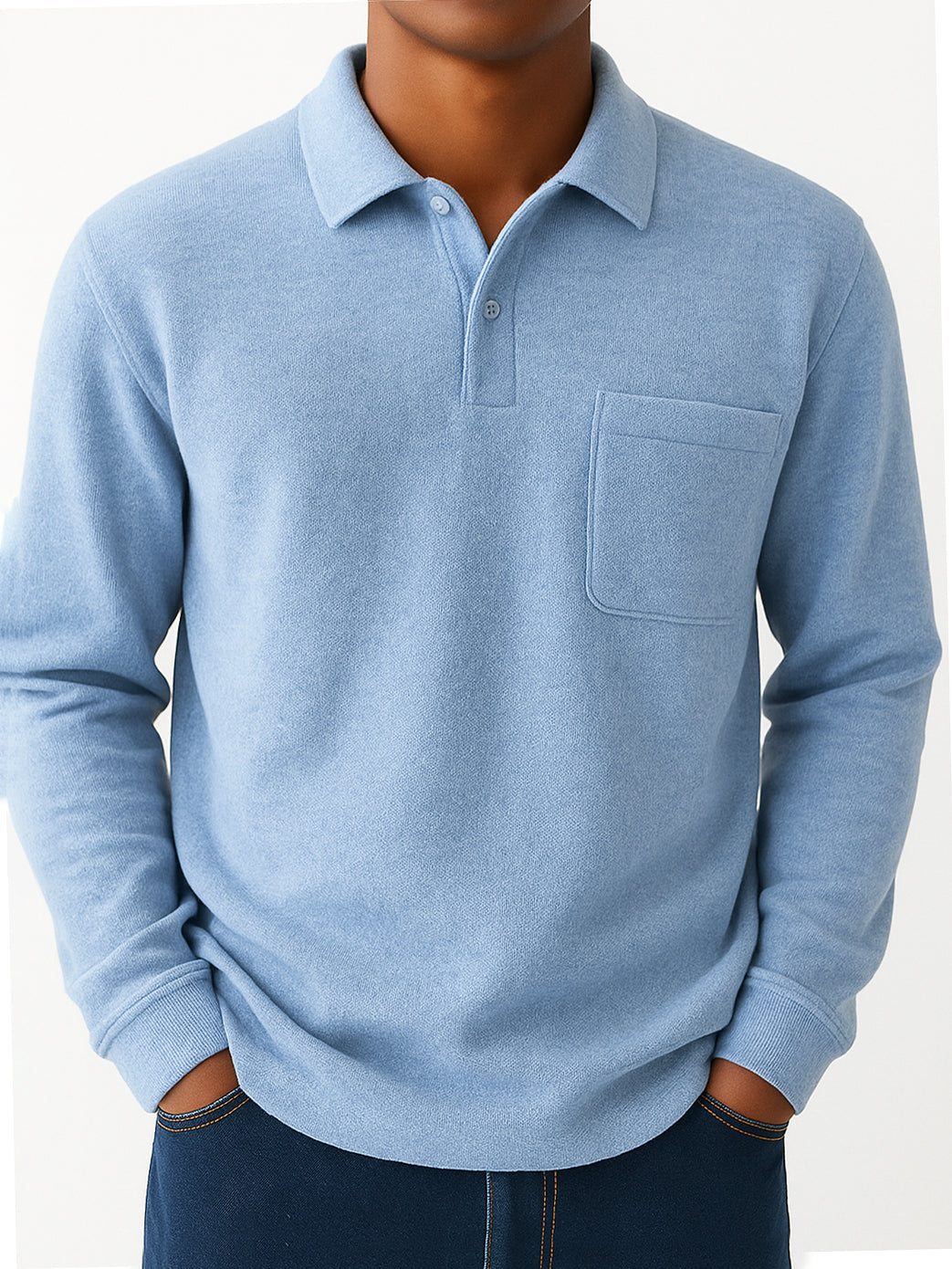 Men's Quality Cotton Casual Everyday Long  Sleeved Polo Shirt