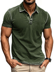 Men's Fashion Retro Distressed Lapel Polo Shirt