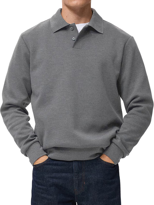 Men's Comfortable Everyday Lapel Button-down Casual Long-sleeved Polo Shirt