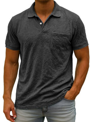 Men's Daily Suede Casual Lapel Pocket Comfort Short Sleeve POLO Shirt