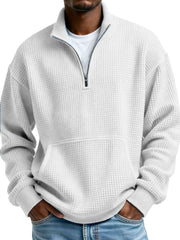 Men's Clothing Fashionable Casual Pit Strip Fabric Upright Collar Zipper Pockets Long-sleeved Hoodie