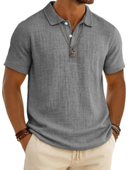 Men's Retro Lapel Button Casual Short Sleeve Plo Shirt