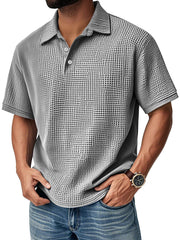 Men's Daily Casual Waffle Comfort Short Sleeve POLO Shirt