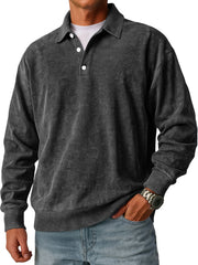 Men's Retro Simple Lapel Button Casual Loose Polo Shirt