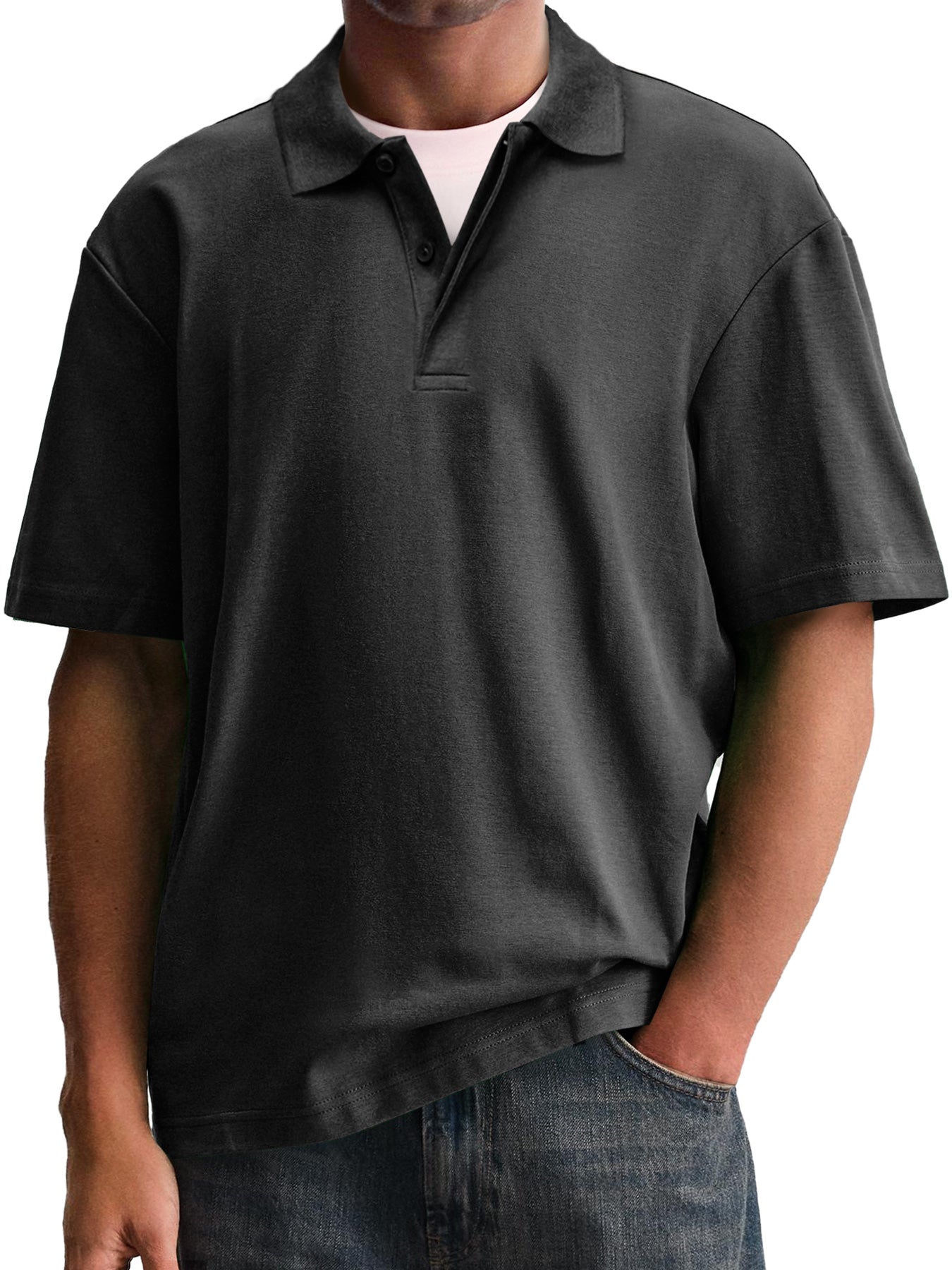 Men's Stylish And Comfortable Lapel Double-layer Placket Casual Short-sleeved Polo Shirt