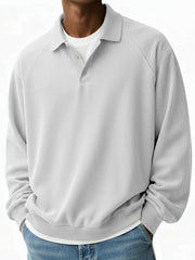 Men's Fashion Casual Pit Strip Fabric Lapel Ragglan Sleeves Polo Shirt 