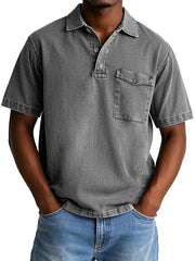 Men's Fashion Casual Retro Workwear Lapel Pocket Polo Shirt