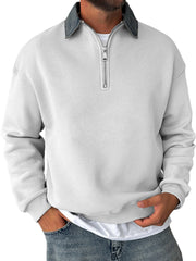 Men's Daily Stitching Lapel Zipper Casual Sweatshirt