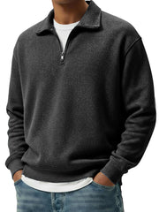  Men's Wear Lapel Zippered Long-sleeved Polo Shirt 