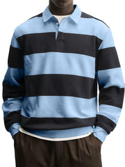 Men's Casual Striped Contrast Collar Polo Shirt