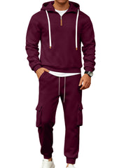 Men's Casual Zipper Hooded Sweatshirt Sportswear Two-piece Suit